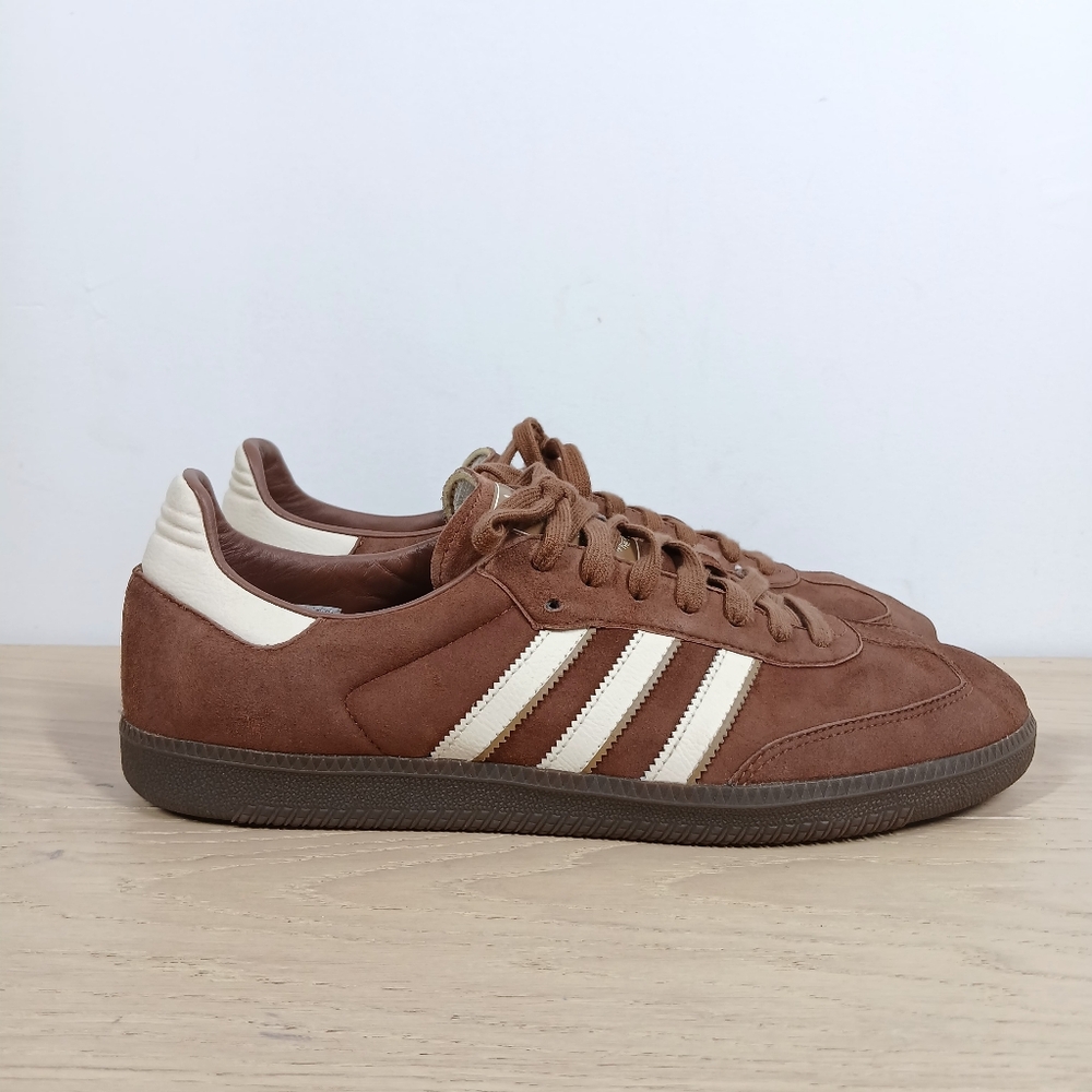 Adidas Originals Samba Classic Brown Leather Retro Low Top Sneakers 946 - Picture 5 of 10